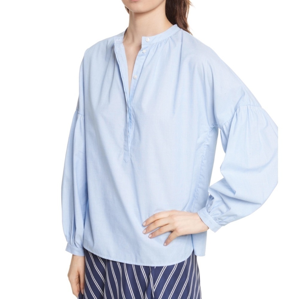 Joie Azabeth Chambray Ruched Cotton Shirt Size XS